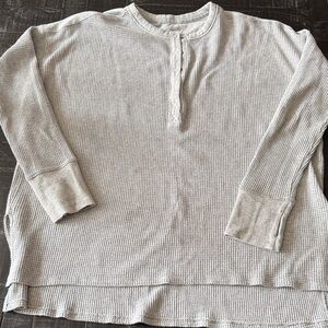 Gray Long Sleeve Waffle Knit Top